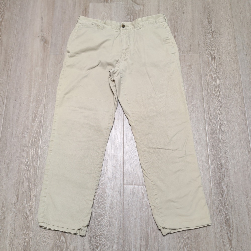 J.Crew Flex Flannel Lined Straight Leg Chino‎ Pants Mens 35x29 Tag 35x32 Khaki